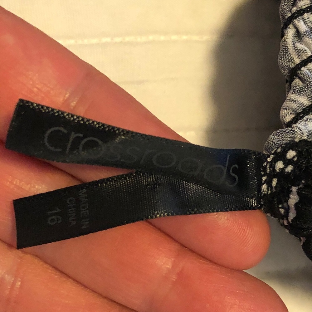 Size 16 - Crossroads Printed Ruffle Maxi Dress blue, black, teal with white - Picture 10 of 10